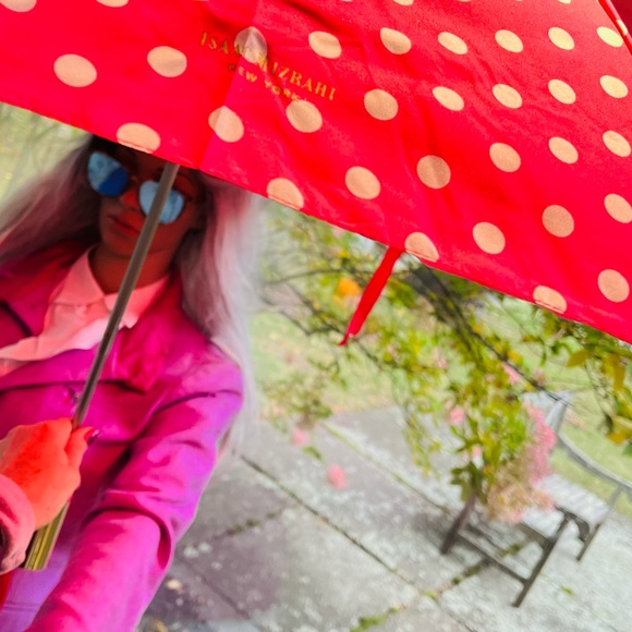 Pink Polka Dot Collapsible Umbrella - Picture 7 of 7